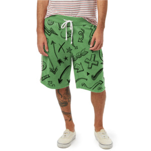 Pantalones Cortos Bermuda para Hombre, Color Verde Menta, Estampados, Cintura Media, con Cordón, Diseño Geométrico Informal, de Algodón Transpirable - Product Image 1