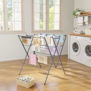 Grande Stendibiancheria Pieghevole Portatile a 12 Pali con Clip per Calzini per Asciugare Vestiti - Product Image 2