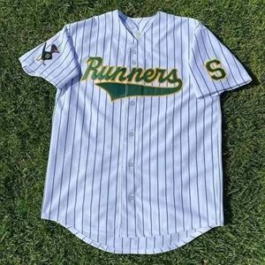Maillot de baseball unisexe bleu imprimé à manches courtes 100 % polyester respirant avec boutons sur le devant et impression par transfert thermique personnalisée pour équipe - Product Image 3