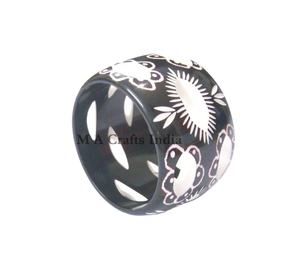 High-Quality Black & <b>White</b> Resin Carving Bangle for Girls & Women <b>Bracelets</b> & Bangles - Product Image 1