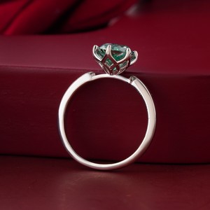 14K Gold Prong <b>Set</b> 2.00 CT Green Portuguese Cut Lab Grown Diamond Cocktail Statement <b>Ring</b> - Product Image 2