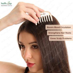 HealthAndYoga Kansa Metal Comb Ayurvedic Bronze Hair Care Accessory for Head Massage <b>Smooth</b> Hair Dandruff Control - Product Image 3