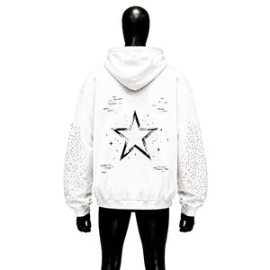 เสื้อฮู้ดซิปสีขาวผ้าฝ้ายนุ่ม 100% ทรงโอเวอร์ไซส์ แฟชั่นสไตล์คนเมือง ชุดลำลองสุดชิค ติดตู้เสื้อผ้าสไตล์ร่วมสมัย ลดราคา - Product Image 2