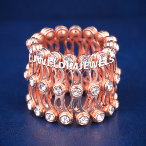 A custom spring rose gold diamond unisex hip hop engagement band premium look 925 sterling silver rose gold plated tester passed - Product Image 5