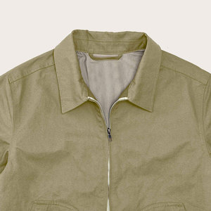 Veste chemise en toile olive pour homme avec fermeture éclair et poches poitrine, style workwear, coupe classique, pour l'automne - Product Image 5
