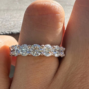 Wholesale Fine Jewelry Round Cut <b>925</b> Sterling <b>Silver</b> Eternity Moissanite <b>Ring</b> Promise Wedding Band for Women Girls - Product Image 1