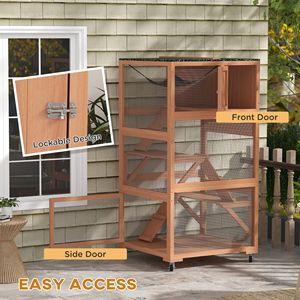 Orange Cat Enclosure House on Wheels with <b>Hammock</b> Outdoor Catio by Product Category Animal Cages - Product Image 6