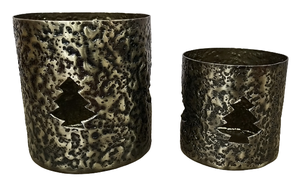 Ensemble de pots à fleurs en métal martelé finition antique, décoratifs pour l'intérieur et l'extérieur, style vintage, seau à plantes pour la maison - Product Image 4