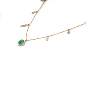 Collar de Cadena con Dije de Oro Amarillo Puro K14 con Esmeralda y Diamante 100% Auténticos de Alta Calidad al por Mayor, Regalo para el Día de la Madre - Product Image 5