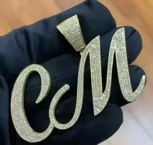 Collar con Colgante de Letra CM, Plata 925, Chapado en Oro, Micro Pavé de Cristal, Estilo Hiphop, Unisex, para Uso Diario - Product Image 2