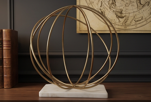 Decorative Accent Aluminium Luxury Ball Marble Base High Quality Object Handicraft Sculpture for Home <b>Table</b> Decoration Object - Product Image 4