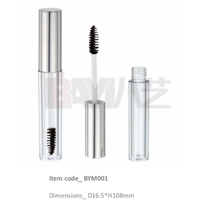หลอดพลาสติกพร้อมฝาเกลียวสีเงิน ภาชนะเปล่าสำหรับมาสคาร่าและเจลเขียนคิ้ว - Product Image 1