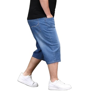 Nouveaux shorts en jean pour hommes, grande taille, longueur longue, coupe ample, extensibles, personnalisés, légers, pour l'été, pour hommes corpulents - Product Image 2