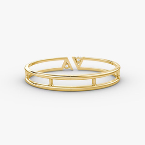 Bracelet triangulaire en argent sterling 925 plaqué or, bijoux fins géométriques pour femmes, cadeau, à porter pour les occasions spéciales - Product Image 2