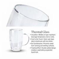 Logo Kustom Gelas Tumbler Dinding Ganda Transparan 450ml Tahan Panas, Dapat Digunakan Kembali, Terbuat dari Kaca Borosilikat Tinggi, Aman untuk Mesin Cuci Piring dan Microwave