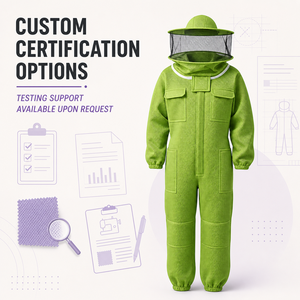 Traje de Apicultura Transpirable de Algodón Verde con Velo de Malla, Ajuste Holgado para Uso en Fábrica o Taller - Product Image 3