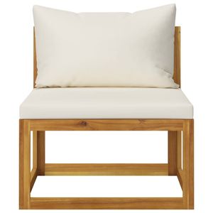 Conjunto de Sofás de Jardín en Blanco Crema y Madera Natural - Product Image 4