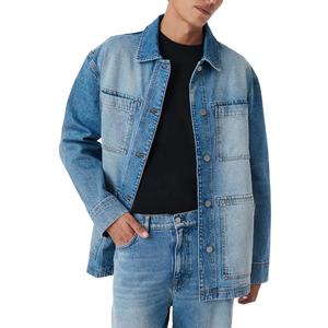Veste en jean pour homme sur mesure OEM, effet délavé, en coton denim, coupe oversize, vintage, lavée, logo frontal, 2026 - Product Image 3