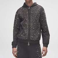 Survêtements décontractés pour hommes, légers, d'hiver, à capuche sans cordon, coupe longue, effet délavé, avec logo personnalisé, taille élastique, 100% coton