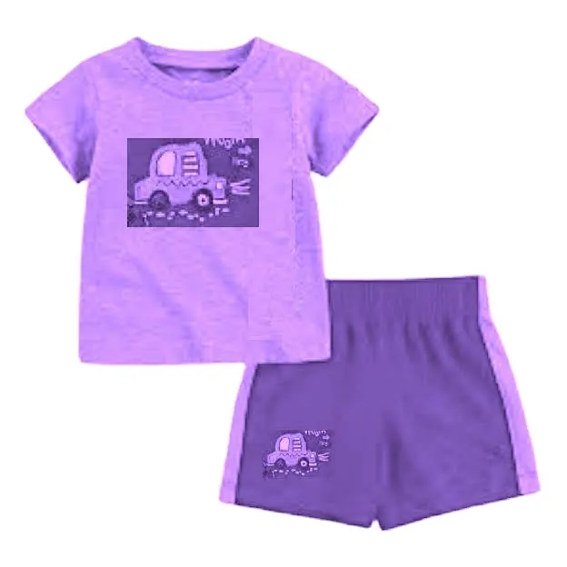 Toda venda verão calor transferência impressão 2 peça bebê menino roupas conjuntos para casual wear
