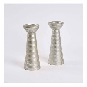 Juego de 2 portavelas de aluminio acanalado fundido de gran venta de portavelas de Metal portavelas hecho a mano Ideal para fiesta de boda - Product Image 1