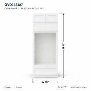 Shaker <b>Kitchen</b> <b>Cabinets</b> Oven <b>Pantry</b> <b>Cabinet</b> 33 x 84 Inch Solid Wood RTA In Stock USA OVD338427 Local Pickup Available - Product Image 6