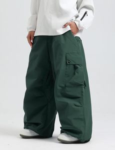 Pantalones de Esquí Unisex Impermeables, Resistentes al Viento y Calefactables, Color Verde Oscuro, con Bolsillos Tipo Cargo y Cierre con Cordón - Product Image 5