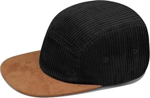 Gorra Snapback de Cinco Paneles de Pana, Unisex, Color Sólido, Ajustable, Negra, con Visera Plana, Casual, para Adultos - Product Image 2