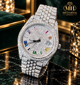 Reloj de Diamantes de Lujo MB ETERNAL JEWELS, 41 mm, Acero Inoxidable, Analógico-Digital, Cuarzo, Caja Cuadrada para Hombre, Resistencia al Agua de 10 Bares - Product Image 3