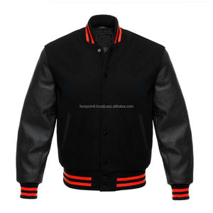 Bomber d'hiver avec logo brodé personnalisé Blouson de baseball Varisty Veste universitaire Letterman à manches en cuir pour hommes - Product Image 6