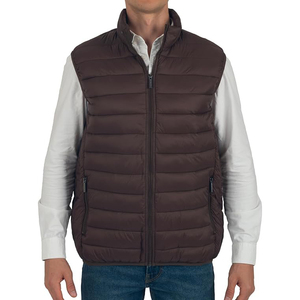 Chaleco acolchado para hombre, gris carbón oscuro, sin mangas, con cuello alto simulado, cierre completo, alternativa a la plumón, calefactor corporal acolchado. - Product Image 1