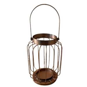 Small rectangular metal lantern glass panels conical <b>top</b> star cutouts handle rustic farmhouse indoor outdoor candle lighting - Product Image 2