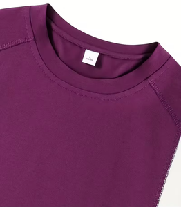 T-shirt décontracté pour homme à manches courtes avec blocs de couleur - Collection été Style streetwear américain Couleurs unies avec surpiqûres contrastées - Product Image 6