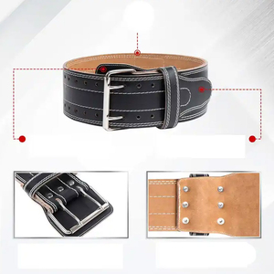 Weight Lifting Waist Support <b>Belt</b> Cowhide Adjustable Buckle Closure Men Strength Training Fitness Gear - Product Image 4