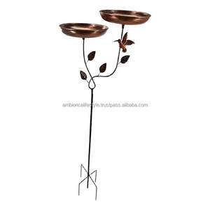 Handcrafted <b>metal</b> <b>bird</b> <b>bath</b> with detailed design heavy duty construction weather resistant coating ideal for outdoor gardens - Product Image 1