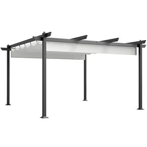 Pergola Retrattile in Alluminio 13FT X 13FT, Copertura per Giardino, Patio, Terrazza, Bianca, Costruzione in Metallo Resistente - Product Image 1