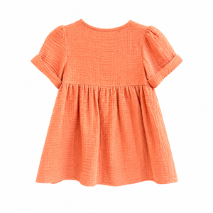 Robe en gaze de coton à manches bouffantes pour bébé fille |   Robe d'été décontractée et douce - Product Image 2
