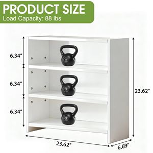 Modern 3-Tier <b>Adjustable</b> Open Bookcase Freestanding White Wood Storage <b>Shelf</b> 88lbs Capacity Display Rack - Product Image 2