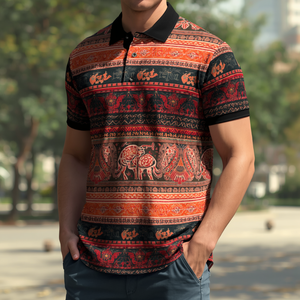 Chemise à manches courtes en polyester tricoté imprimé pour homme, anti-plis, avec poche, personnalisation OEM/ODM pour la mode décontractée et culturelle - Product Image 4