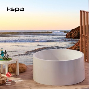 Freestanding Acrylic Bathtub Seamless White Soaker Tub Air Massage Spa Drainer Center <b>Drain</b> for Hotel Apartment Villa <b>Bathroom</b> - Product Image 2