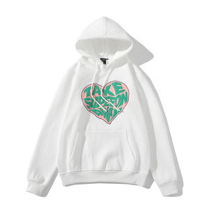 Sweat à capuche court unisexe en coton épais 100 %, personnalisable avec impression en relief et broderie, couleur unie, vente en gros - Product Image 5