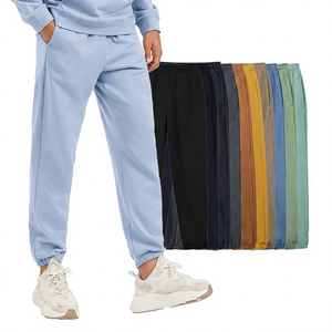 Men's Gray Sweatpants <b>Elastic</b> <b>Waist</b> Pleated Front Side Pockets Casual Heavyweight Cotton Breathable Straight Fit <b>Trousers</b> - Product Image 5