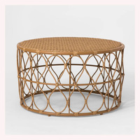 Table basse moderne en rotin, très vendue, avec plateau relevable réglable, en osier naturel et structure métallique, pour salon