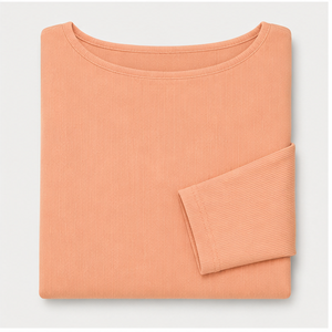 Camiseta Túnica Ajustada de Manga Larga con Cuello Barco Color Durazno para Mujer WTS-0139 - Product Image 5