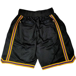 Shorts de basketball en toile noire pour hommes, avec cordon de serrage jaune et violet, décontractés, respirants, coupe-vent, séchage rapide, en polyester - Product Image 2