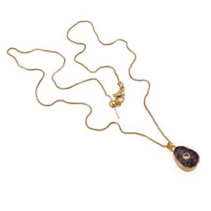 Collier pendentif chaîne en laiton plaqué or avec diamant de Herkimer, pierre précieuse brute naturelle, pierre de naissance d'avril, collier tendance fait à la main - Product Image 4