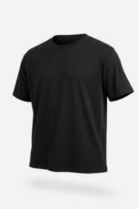Men's <b>Black</b> O-Neck Short Sleeve <b>T</b>-<b>Shirt</b> Regular Fit Solid Color Casual Jersey Cotton <b>Plain</b> Dyed Design - Product Image 3