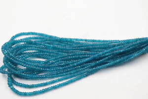 Cuentas de apatita Rondelle facetadas naturales 3-5mm apatita de neón azul 16 pulgadas para la fabricación de joyas - Product Image 5