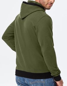 Sudadera con Capucha para Hombre, Color Verde Oliva, 100% Algodón, Felpa, Corte Regular, Estilo Casual con Bolsillo, Tejido de Punto para Otoño - Product Image 4