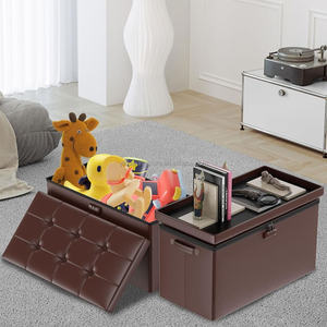 Custodia ignifuga pouf Cube pieghevole a forma di fuoco borsa Ottoman sgabello portaoggetti con blocco in pelle poggiapiedi sgabello scatola di immagazzinaggio - Product Image 2